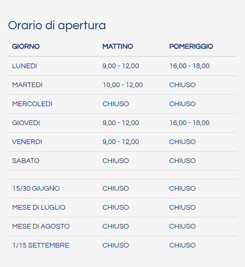 orario di apertura 2025